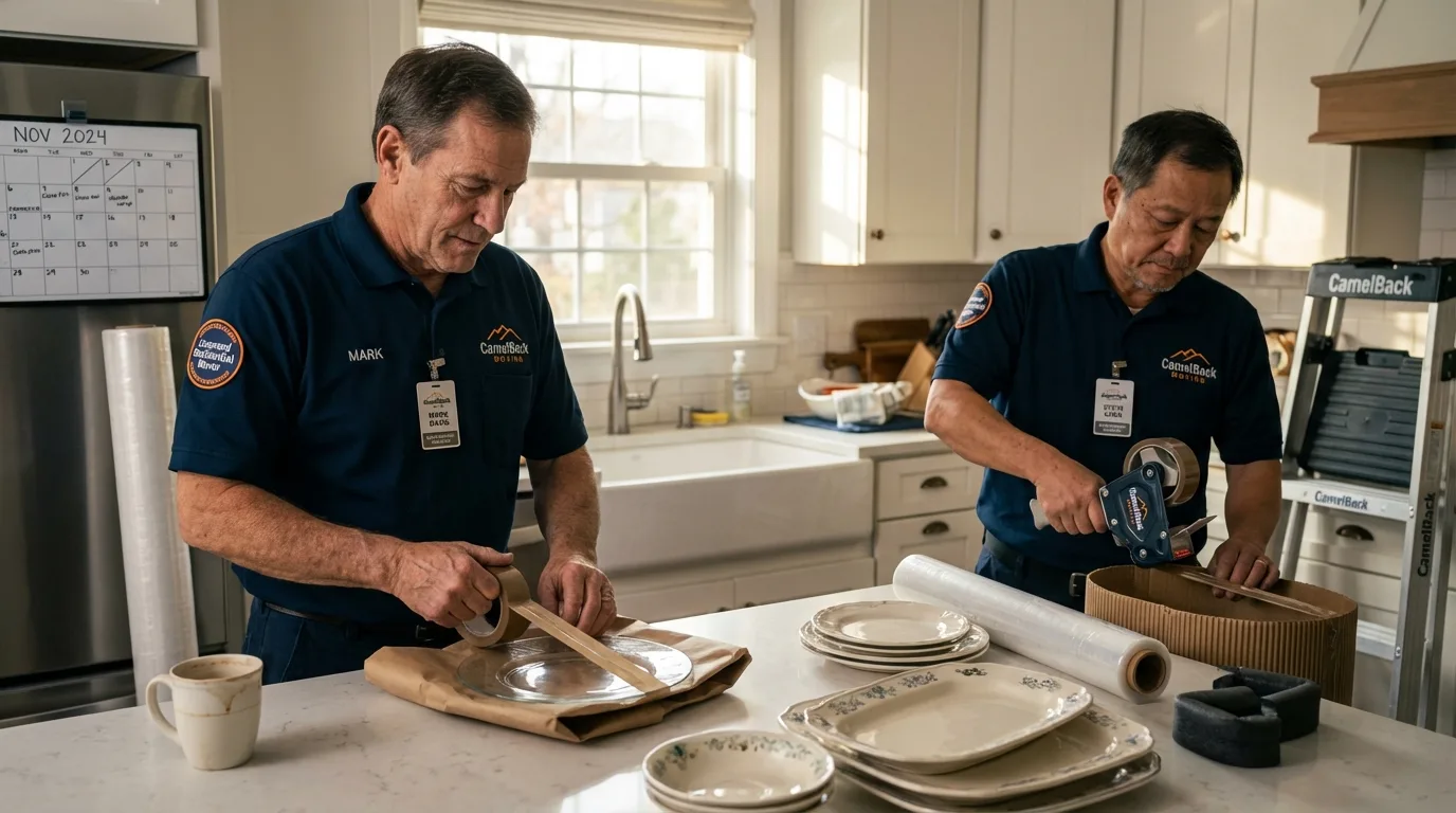 Professional crew packing kitchen dishware in Cerritos, CA